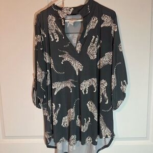 HEIMISH USA Black and White Tiger Print Blouse